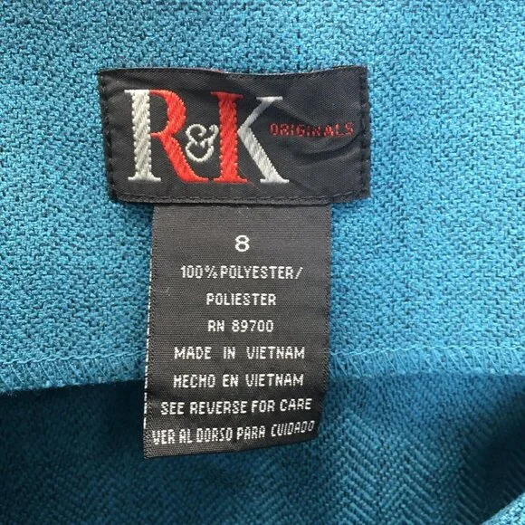 R&K Teal Sleeveless Tank Blouse Women Size 8 Suit Separates - Picture 4 of 8